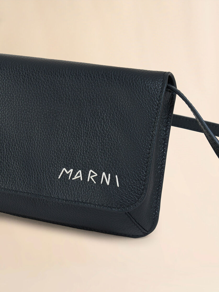 Blue leather shoulder bag with Marni Mending - Pochettes - Image 5