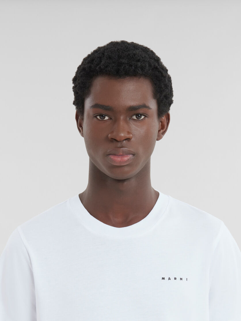 Dunkelblaues T-Shirt aus Bio-Baumwolle mit kleinem Marni-Logo - T-shirts - Image 4