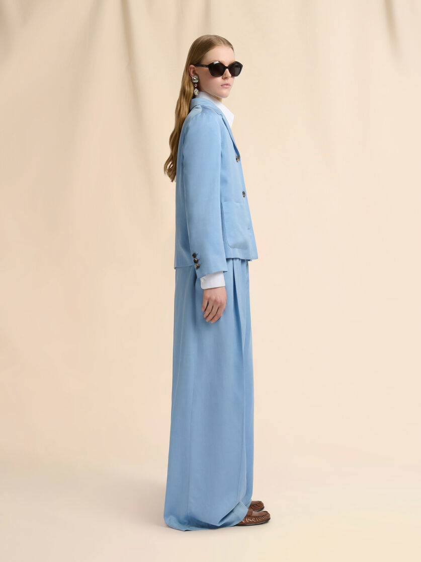 Light blue satin single-breasted jacket, Image 6