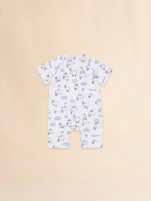 Set neonato in cotone bianco con stampa Sweet Dream - Maglieria
