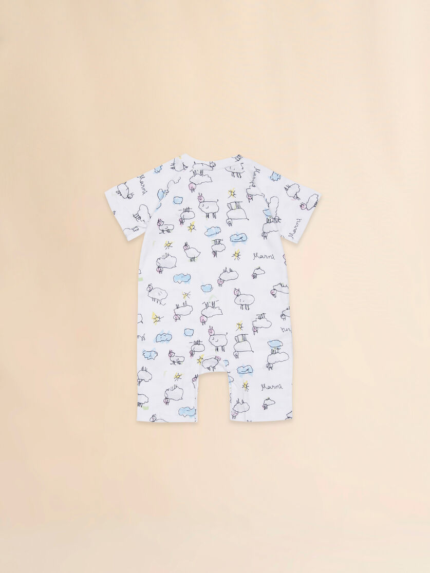 Set neonato in cotone bianco con stampa Sweet Dream, Image 2