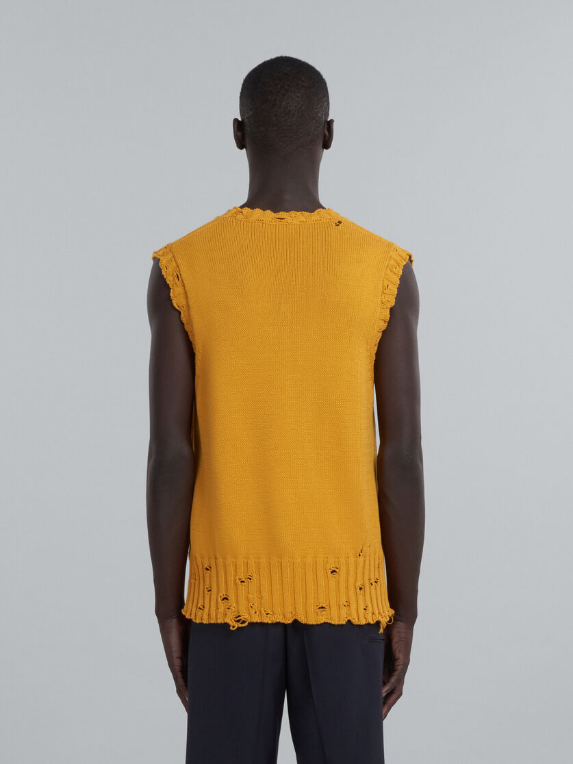 Orange cotton V neck sweater - Pullovers - Image 3