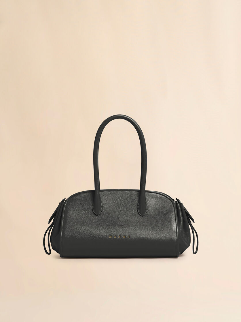 Black leather Tulipea E/W tote bag, Image 1