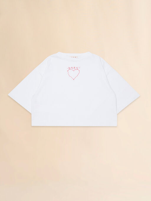 White cotton T-shirt with Marni Mending heart - T-shirts