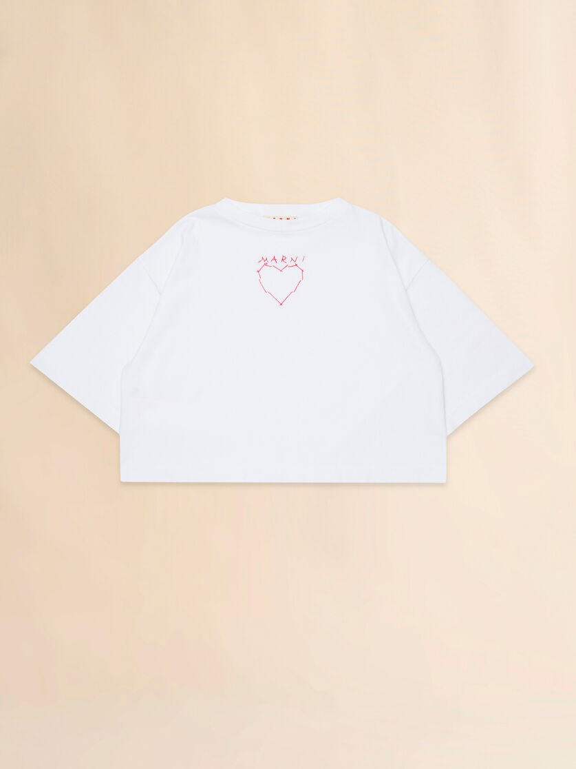 White cotton T-shirt with Marni Mending heart, Image 1