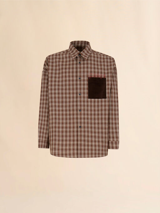 Brown wool shirt with Marni Mending logo - Shirts