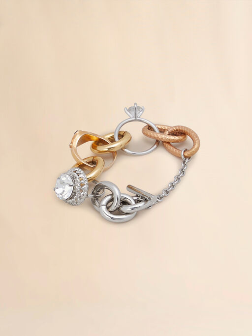 Mixed link chain bracelet with jewelled rings - Bracelets