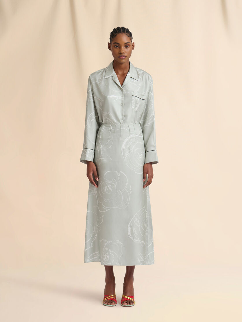 Green silk skirt with Aurora print - Skirts - Image 2
