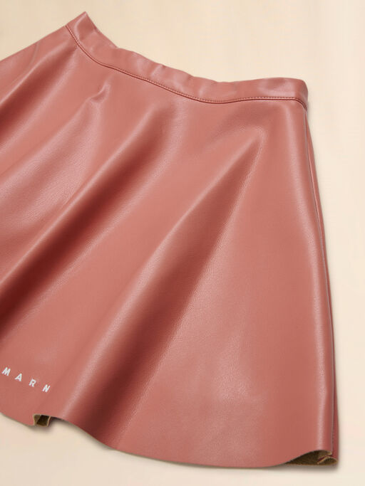 Pink faux leather skirt with embroidered logo - Skirts