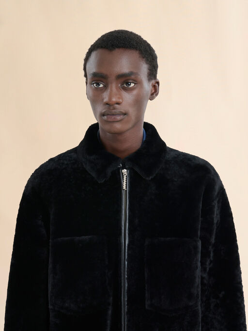 Black shaved shearling jacket - Jackets