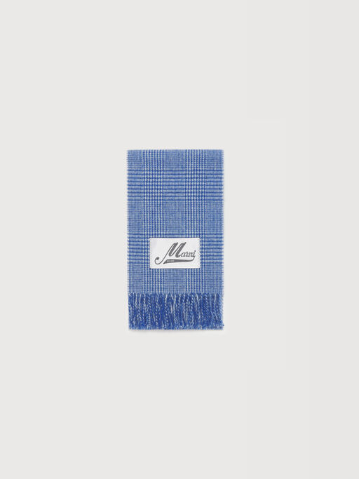Light blue wool scarf with Prince of Wales check - Scarves