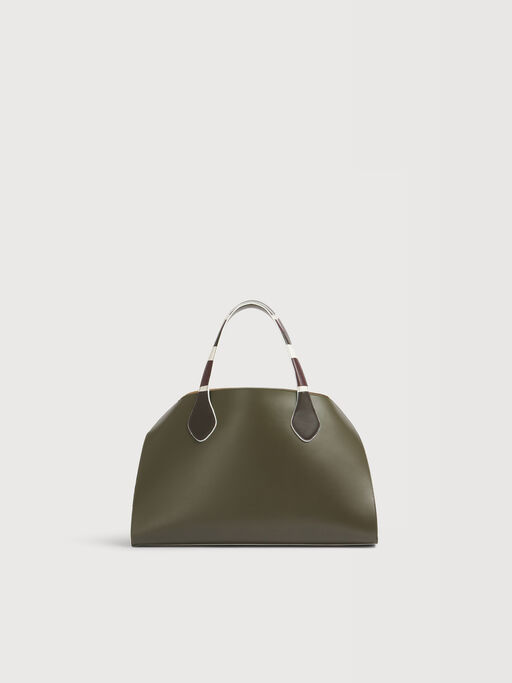 Bolso con solapa mediano en piel verde - Bolsos de mano