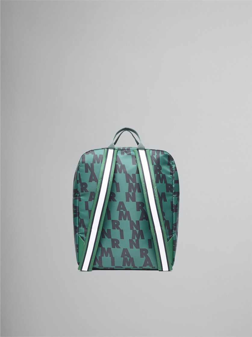 Green backpack with all-over Marni logo