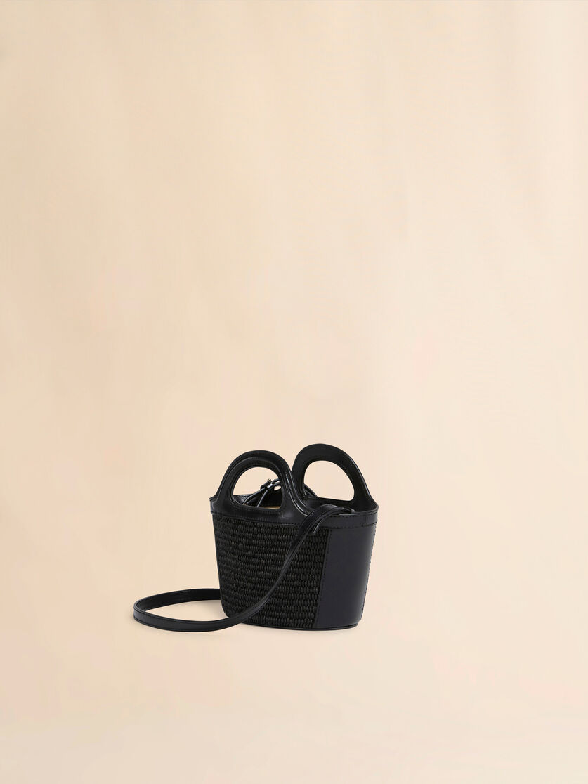 Mini-Tasche Tropicalia aus hellblauem Leder und Material in Bast-Optik - Handtaschen - Image 3