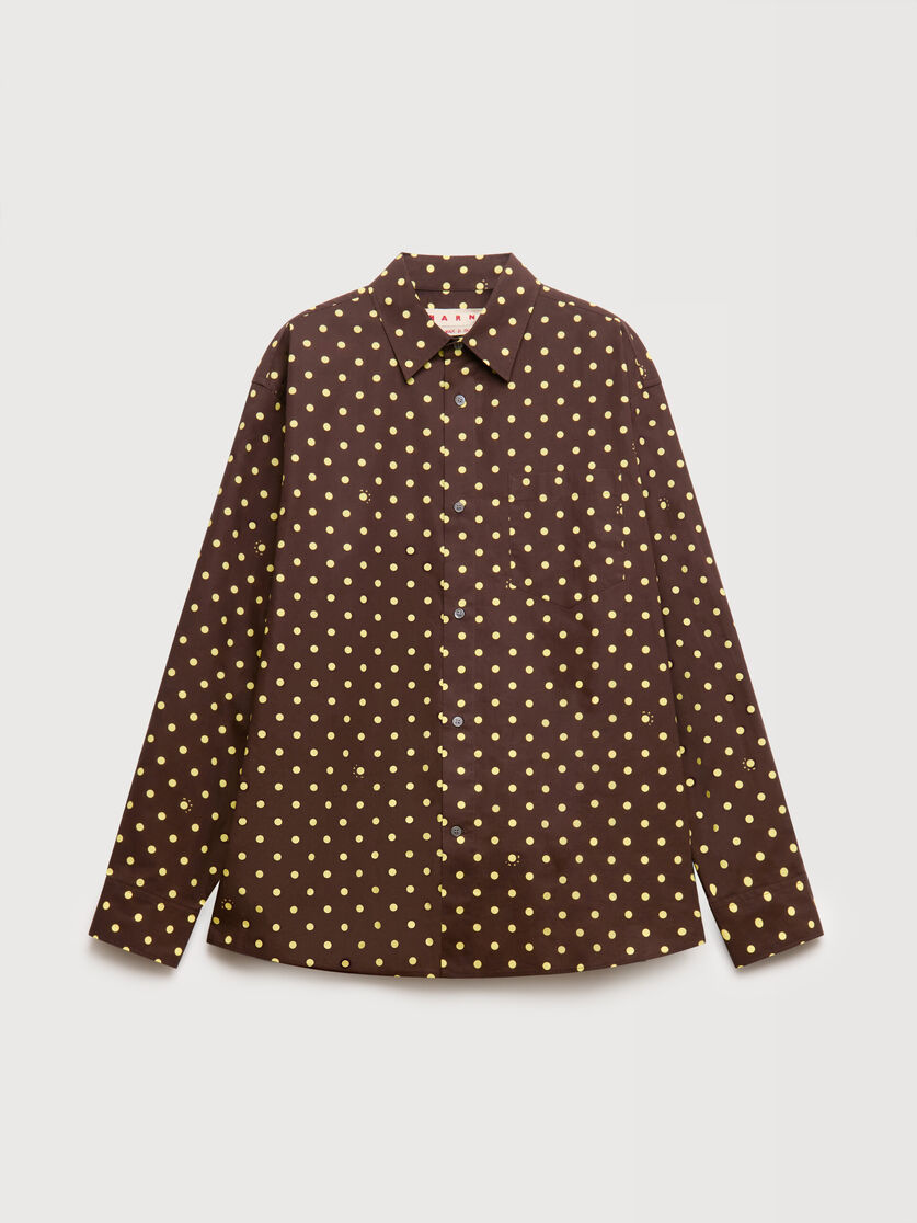 Brown poplin shirt with Polka Rhythm print, Image 1