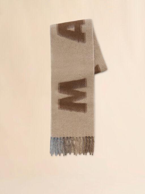 Brauner Schal aus Mohair und Wolle mit Maxi-Logo - Schals