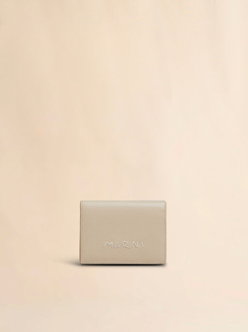 Beige leather trifold wallet with Marni Mending - Wallets