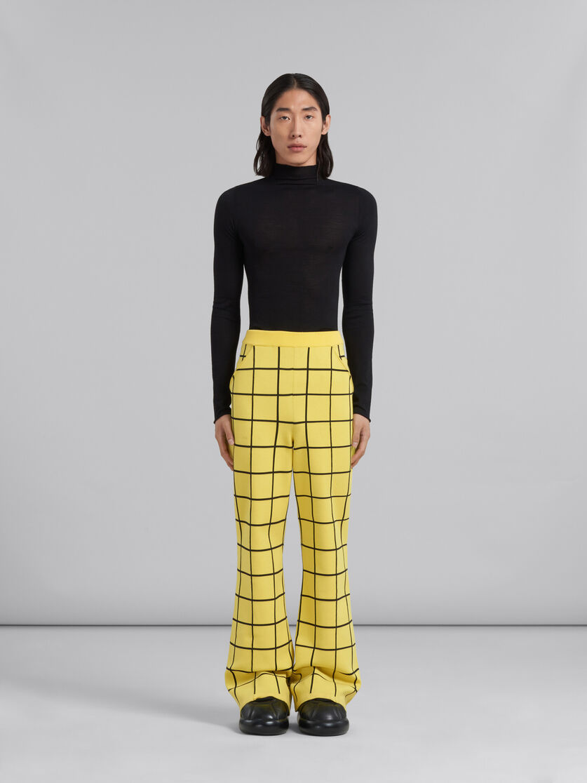 Yellow checked viscose trousers - Pants - Image 2