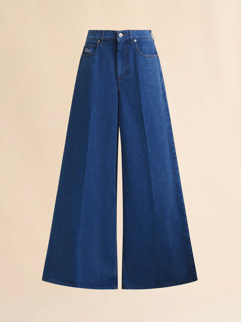 Blue organic denim wide-leg jeans - Pants - Image 1