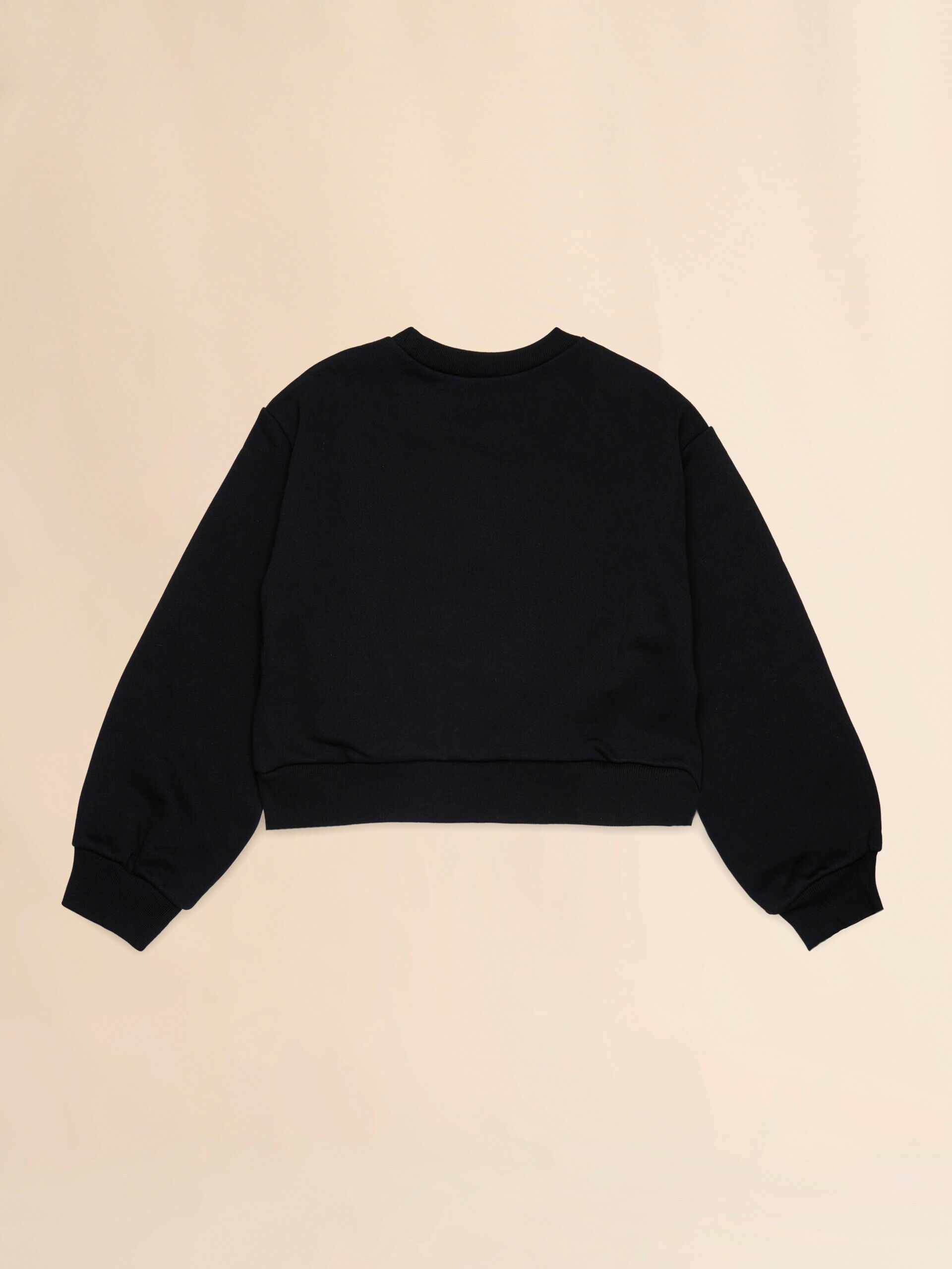 Black cotton cropped sweatshirt with embroidered logo | Marni
