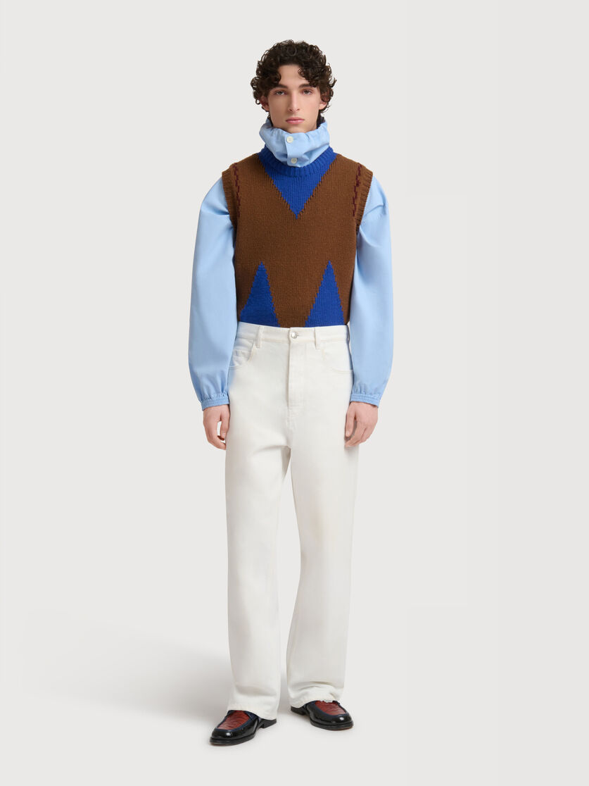 White denim workwear trousers, Image 2
