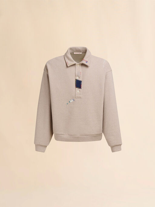 Long sleeved cotton polo sweatshirt - Sweaters