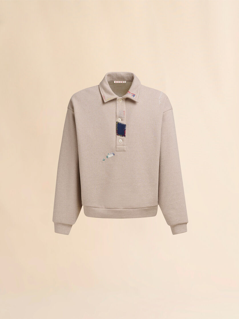 Long sleeved cotton polo sweatshirt - Sweaters - Image 1