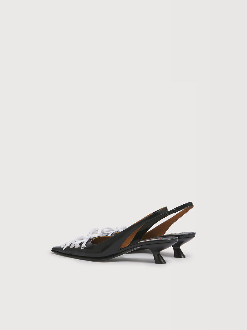 Slingback stringato in pelle nera, Image 3