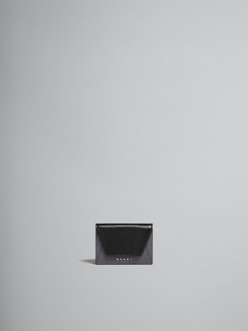 Dreifache Faltbrieftasche aus Leder in Grau und Schwarz - Brieftaschen - Image 1