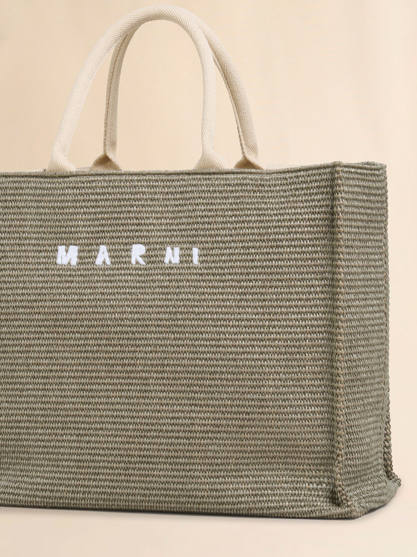Large Tote in natural-coloured raffia-effect fabric - Shopping Bags - Image 4