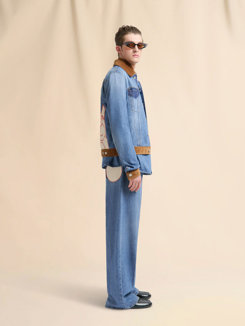 Blue denim shirt with wolf patch - Shirts - Image 5