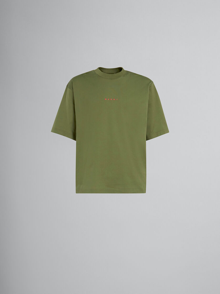 로고 장식 그린 유기농 코튼 티셔츠 - 티셔츠 - Image 1