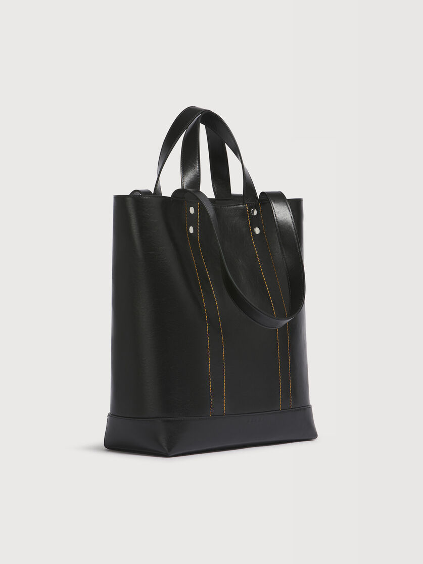 Black leather N/S tote bag, Image 6
