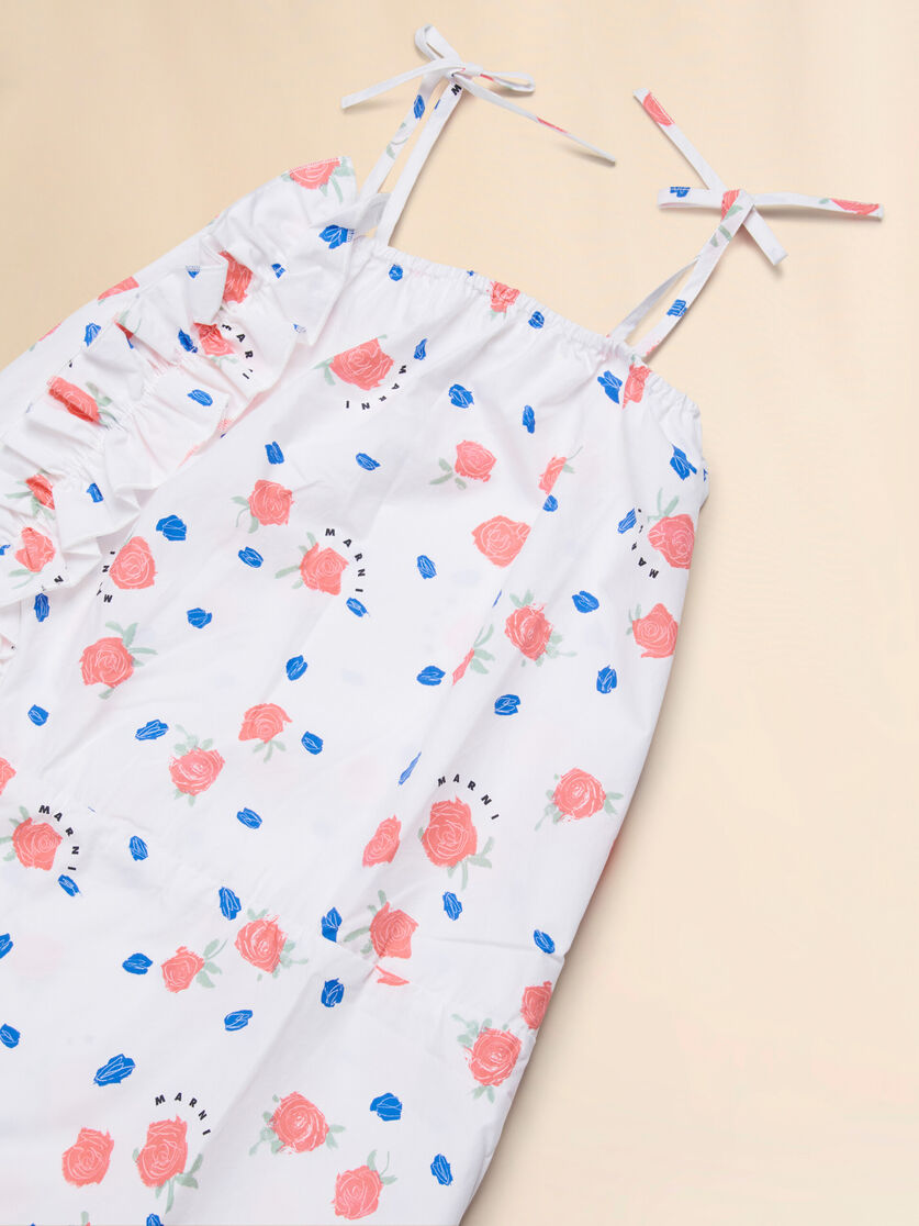 Abito smanicato in cotone bianco con stampa Tea Time, Image 3