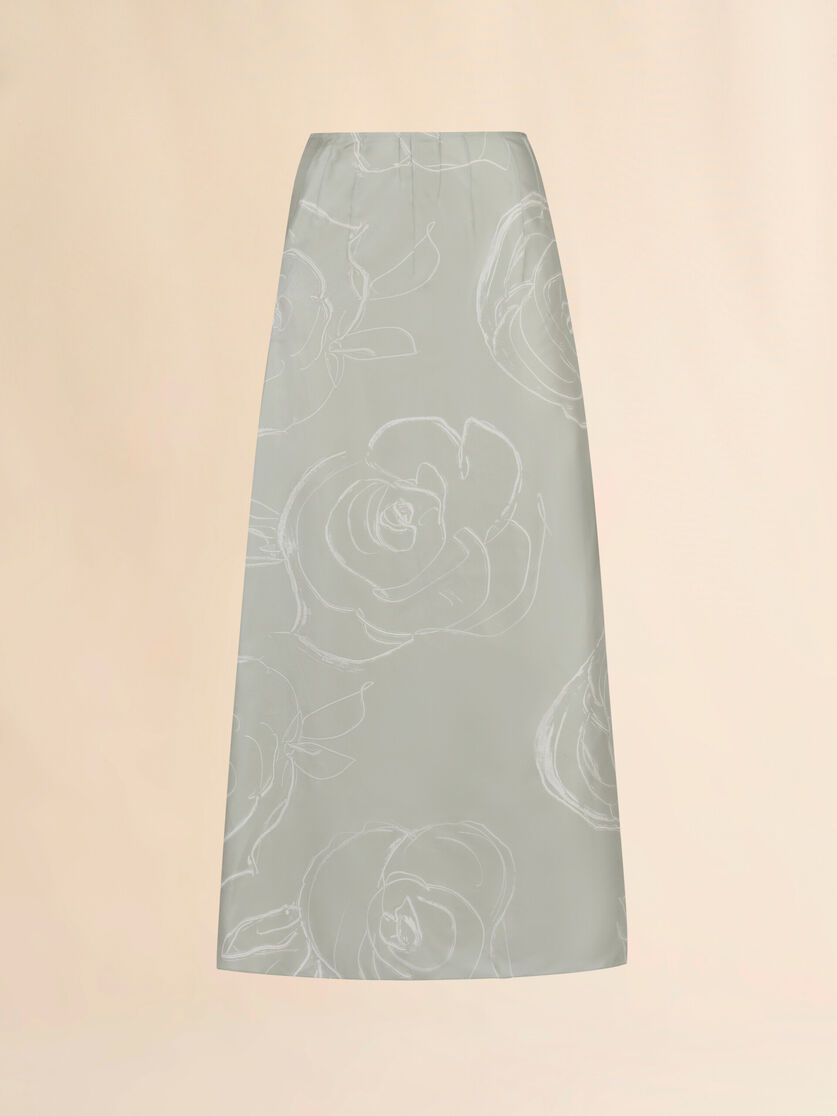 Green silk skirt with Aurora print - Skirts - Image 1