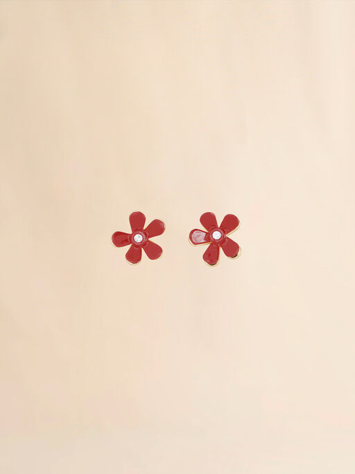 Orecchini Flower Pop in metallo smaltato rosso - Orecchino