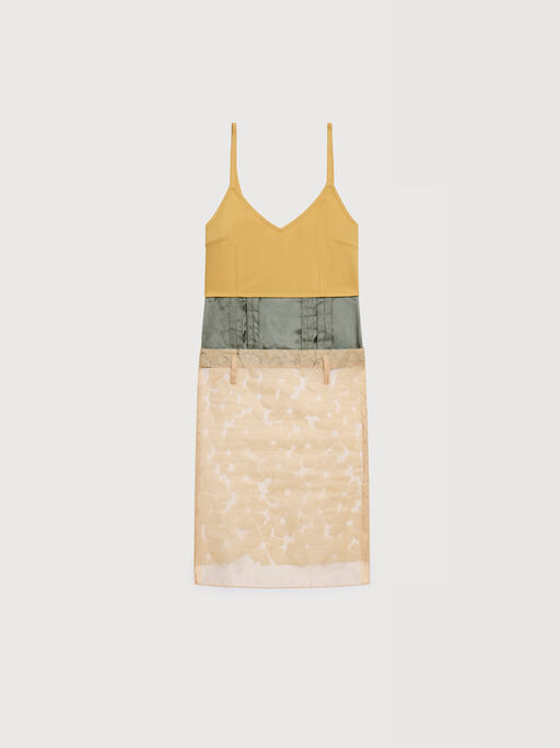 Yellow organza flower dress with satin waist - Dresses