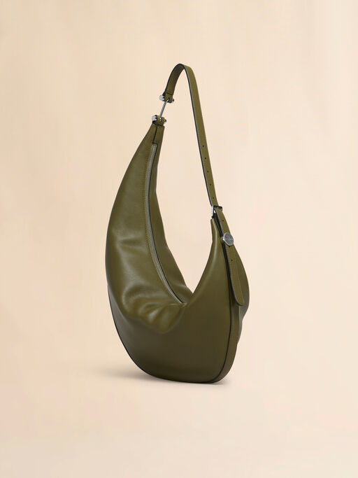 Dunkelgrüne kleine Hobo-Tasche Dot aus Leder - Schultertaschen