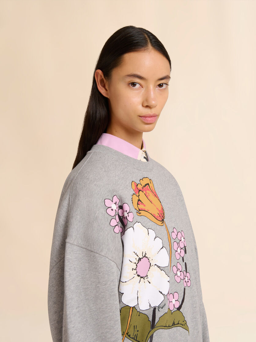 Gray cotton sweatshirt with Melodia floral print, Image 4