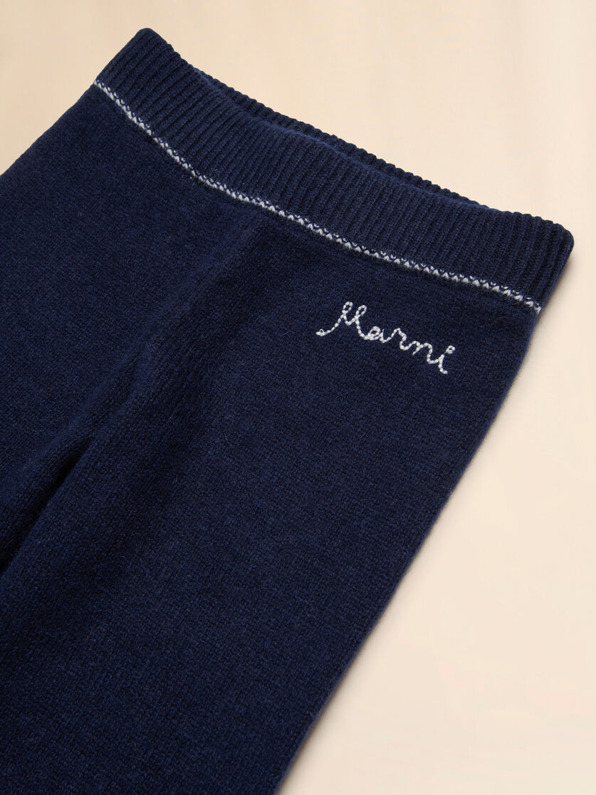 Deep blue wool-cashmere pants with logo - Pants - Image 3