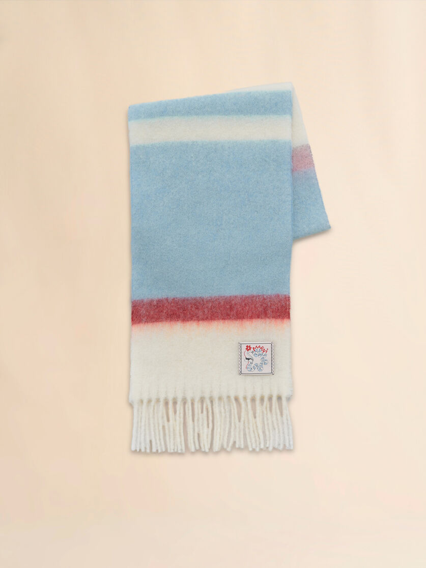 Hellblauer Schal aus Alpaka und Mohair mit Streifenmuster - Schals - Image 1