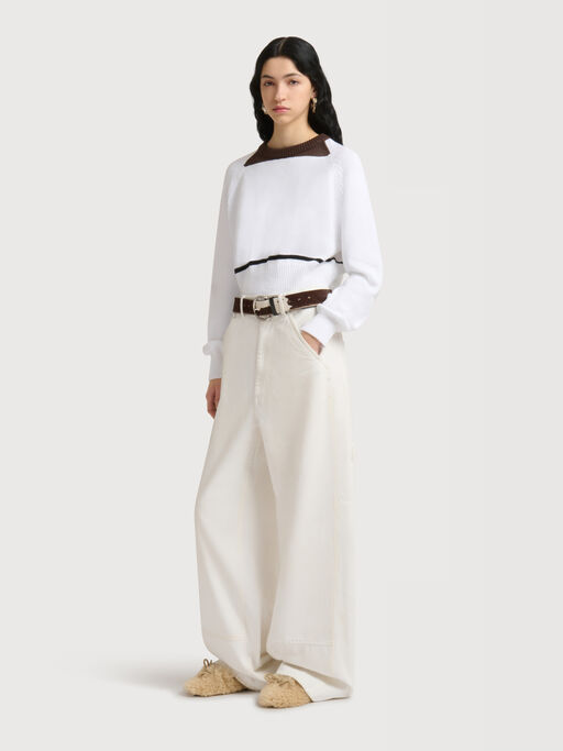 White denim wide-leg jeans - Pants