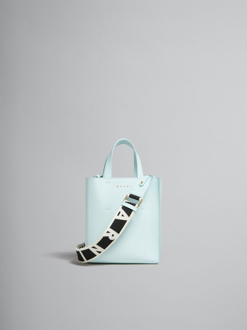 Museo Mini Bag in light blue leather - Shopping Bags - Image 1