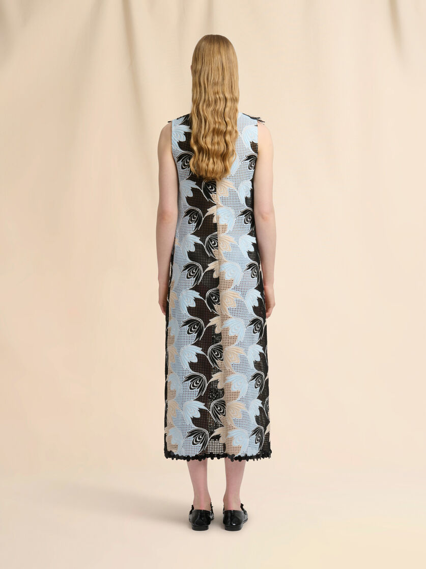 Blue and black broderie anglaise floral dress, Image 3