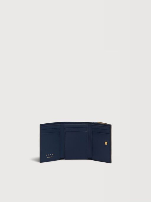 Blue, beige, and light blue saffiano leather tri-fold wallet - Wallets