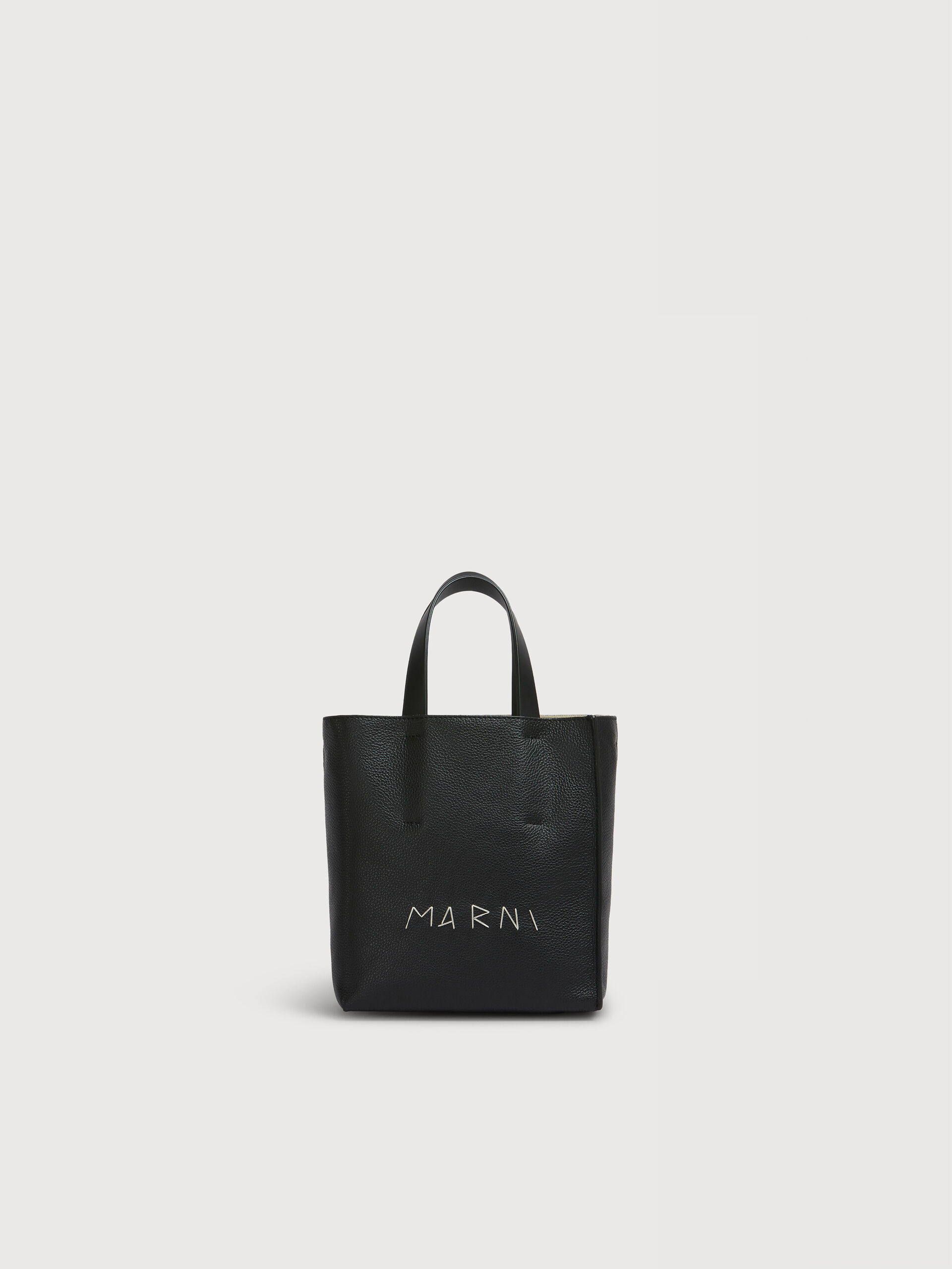 Museo Soft Mini Bag in black leather with Marni Mending | Marni