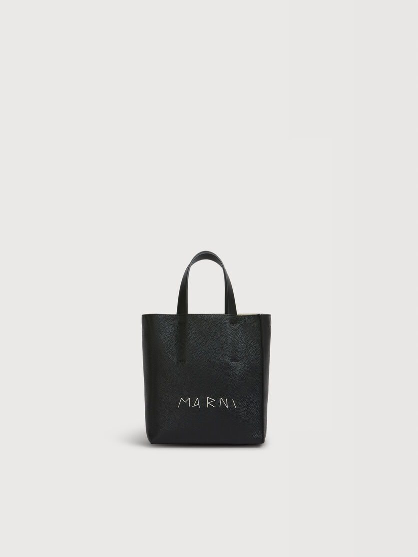 Museo Soft Mini Bag in black leather with Marni Mending, Image 1