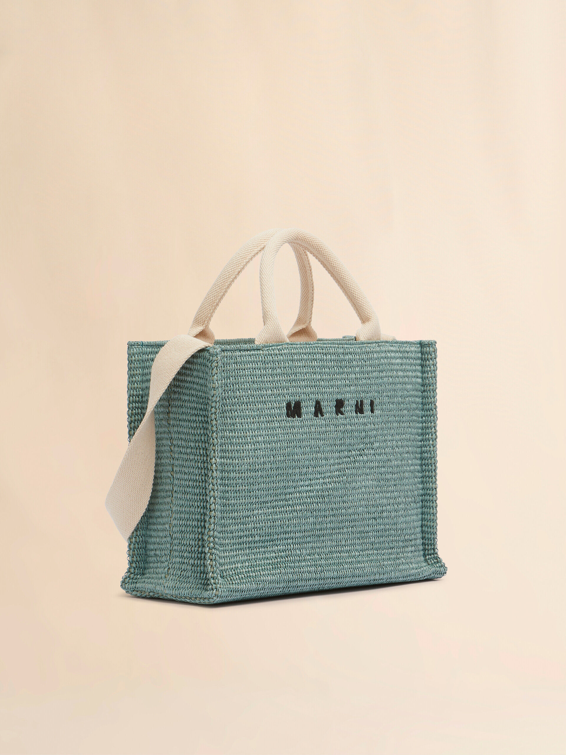 グリーン ラフィアエフェクトスモール トートバッグ | Marni