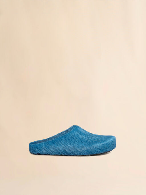 Blue long hair calfskin Fussbett sabot - Clogs