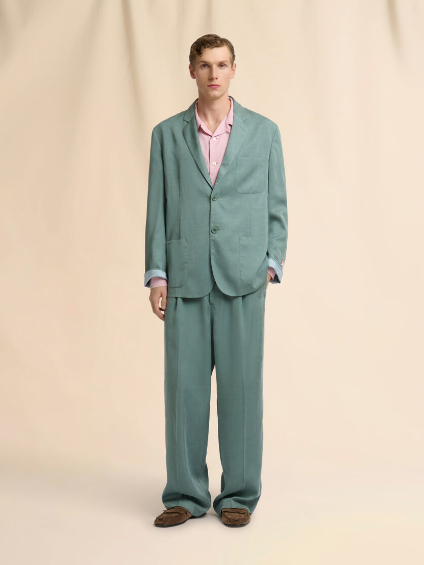 Green satin single-breasted jacket, Image 2